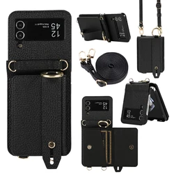 Funda de cuero Galaxy Z Flip - cordón y soporte para anillo bolsillo