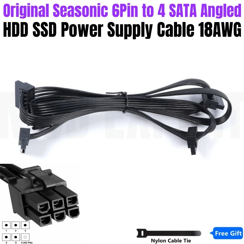 Seasonic-Cable de alimentación para disco duro, dispositivo de 4 puertos macho, SATA, para PRIME Ultra Platinum 1000W, 850W, 750W, 650W, 550W, PSU Modular - imagen 2
