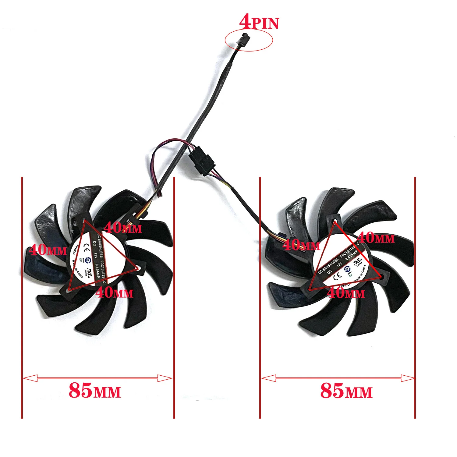 Sapphire HD6850 HD6970 HD7870 2G HD7950 HD7970 XFX R9 270X 280X FDC10H12S9-C FD7010H12S 4pin DC 12V 0.45A - imagen 2