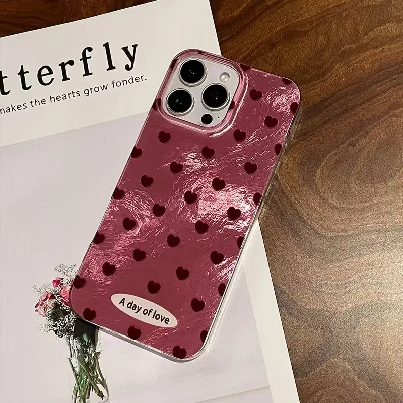 Fondo rosa con corazón rojo Funda de teléfono para iPhone 17 Fundas iPhone 16 15 14 13 12 11 Pro Max XS XR X 7 8 Plus 16E 17 Air Cover - imagen 2