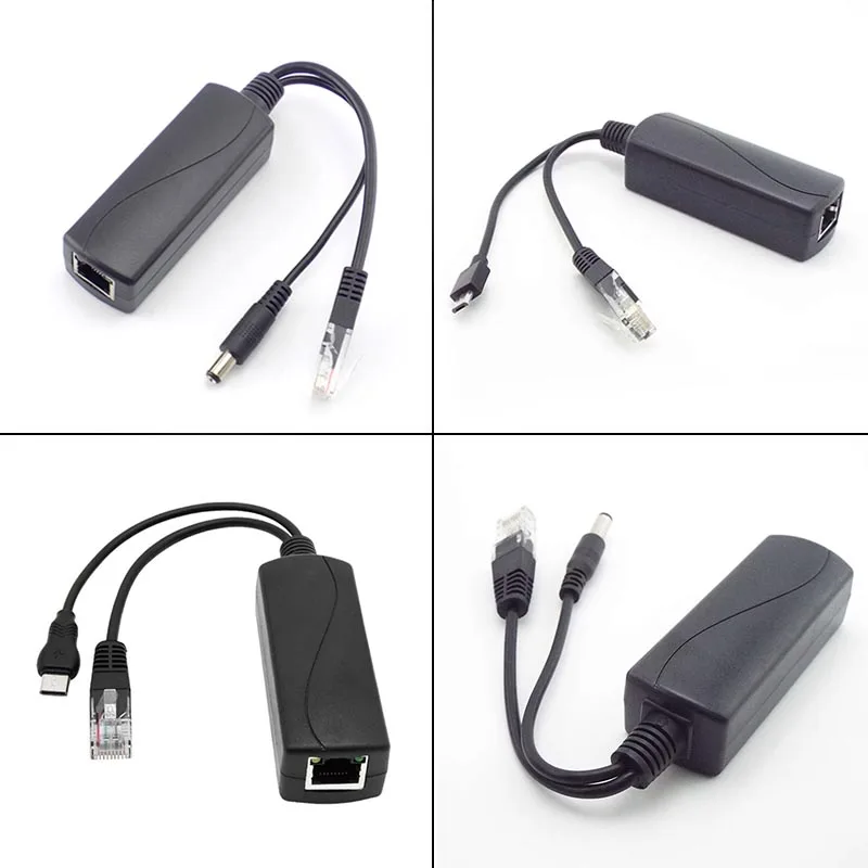 Cable divisor POE 48V a 12V 5V salida de alimentación a través de Ethernet adaptador de conectores Poe para cámara de seguridad vigilancia a7
