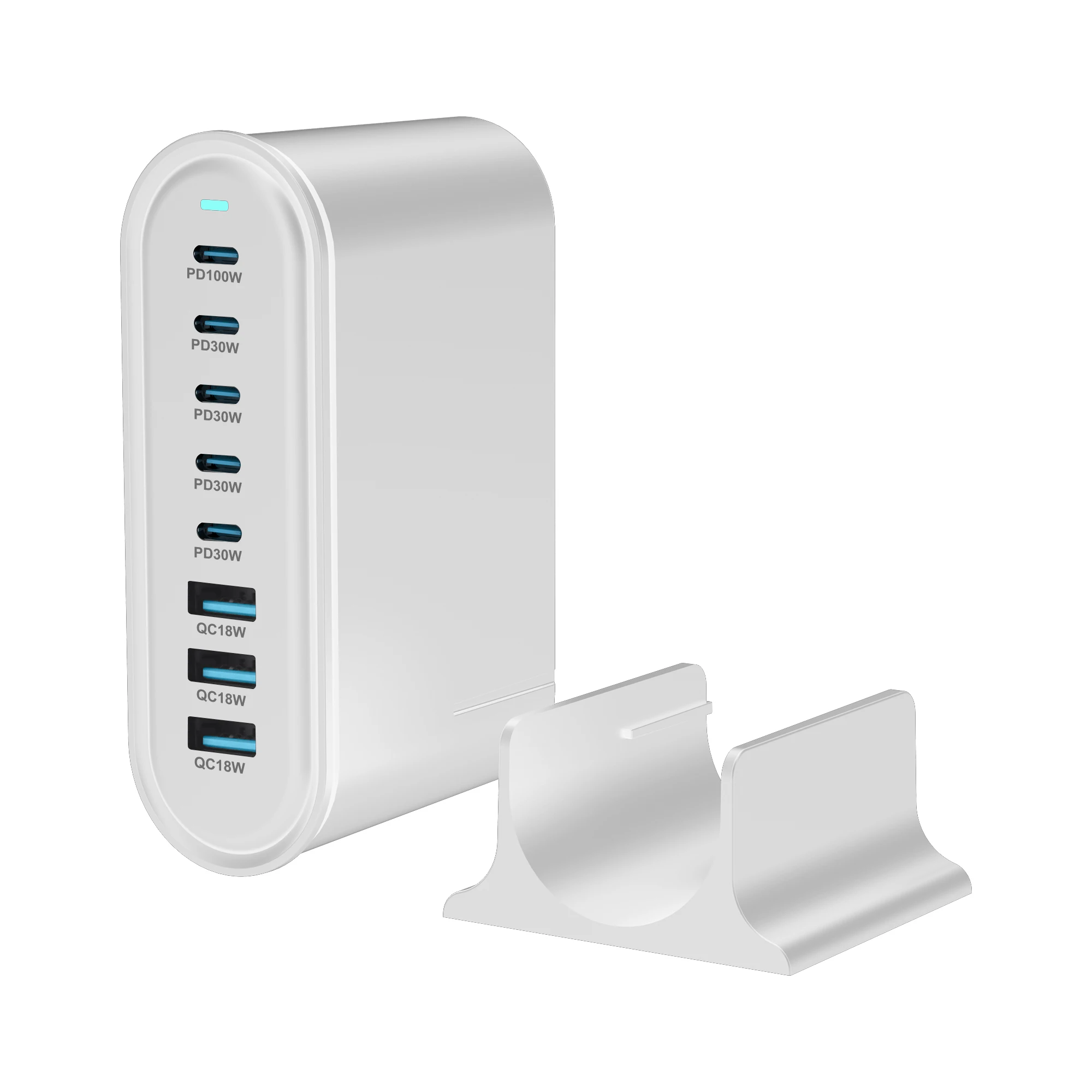 Cargador multipuerto USB C de 268W, estación de carga rápida de 8 puertos, Hub, adaptador de corriente compacto GaN - imagen 5