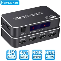Switch HDMI 4x1 – Conmutador 4K Full HD para TV PC Box