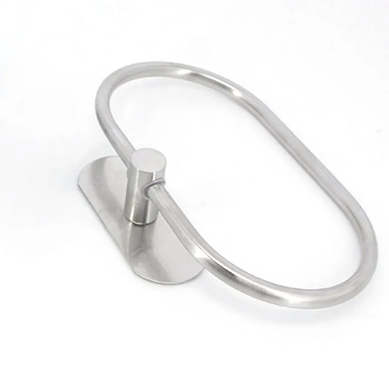 Colgador de anillo para toalla, toalla de mano resistente de acero inoxidable, soporte de pared de Base redonda, autoadhesivo, estante de almacenamiento sin taladro - imagen 2