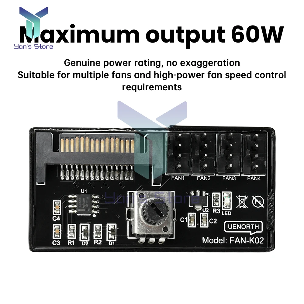Controlador de velocidad del ventilador PWM SATA en regulador de ventilador de 4 pines para servidor NAS regulador de velocidad del ventilador 4 vías 6 vías PWM ventilador HUB Kit electrónico - imagen 2