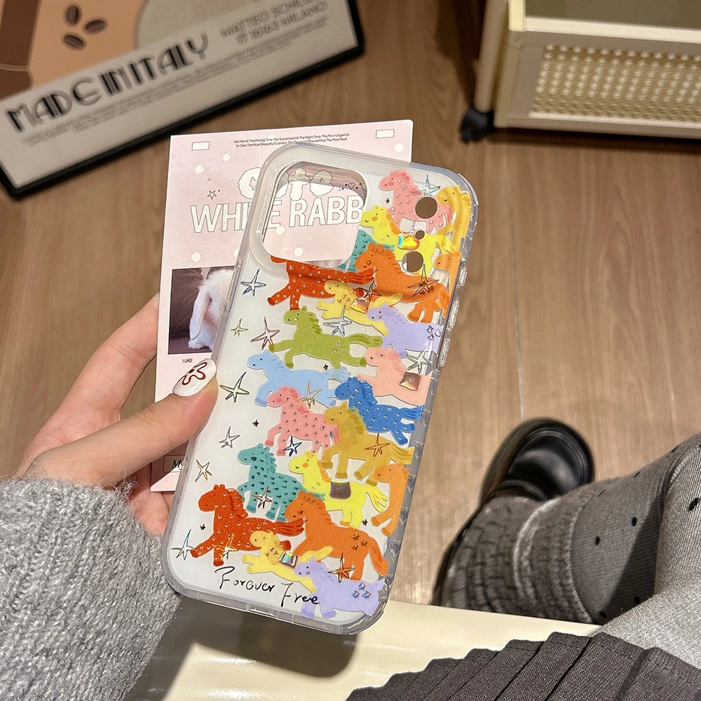Para iphone 17Promax 17 17pro láser lindo caballo brillo Funda de teléfono para iPhone 14 15 16 Pro Max Funda protectora a prueba de golpes Funda - imagen 3