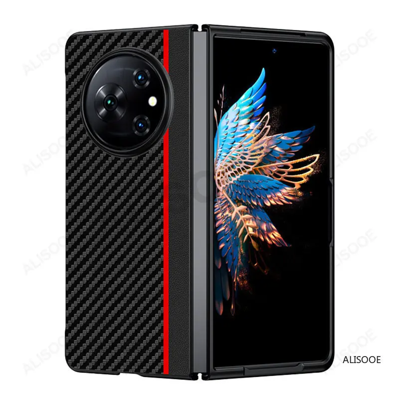 Funda plegable para Tecno Phantom V, cubierta trasera de cuero PU con textura de fibra de carbono, a prueba de golpes, protección 5G - imagen 2