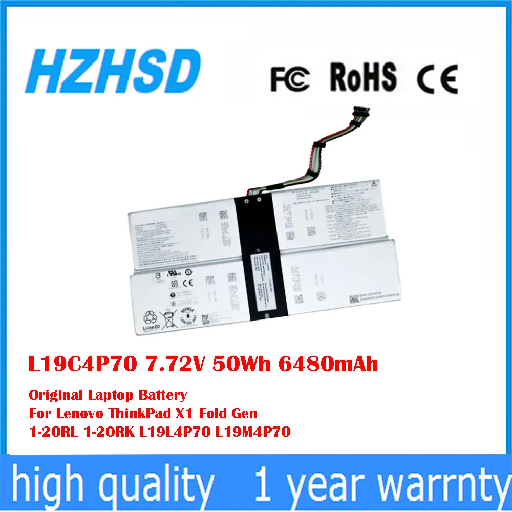 L19C4P70 7,72 V 50Wh 6480mAh batería Original del ordenador portátil para Lenovo X1 Fold Gen 1-20RL 1-20RK L19L4P70 L19M4P70