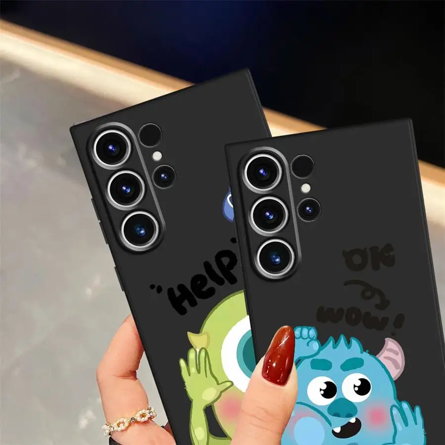 Funda de teléfono suave negra con dibujos de Disney Monsters Inc para Samsung Galaxy S25 Edge S23 Ultra S24 Plus S21 FE S20 - imagen 3