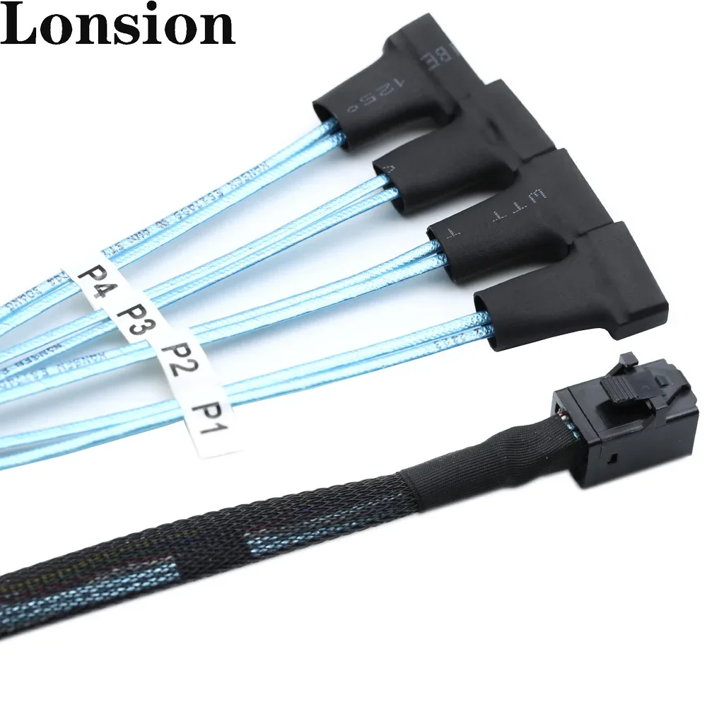 Cable macho Mini SAS HD SFF-8643 a 4 SATA de 7 pines eficiente para transferencia de datos - imagen 3