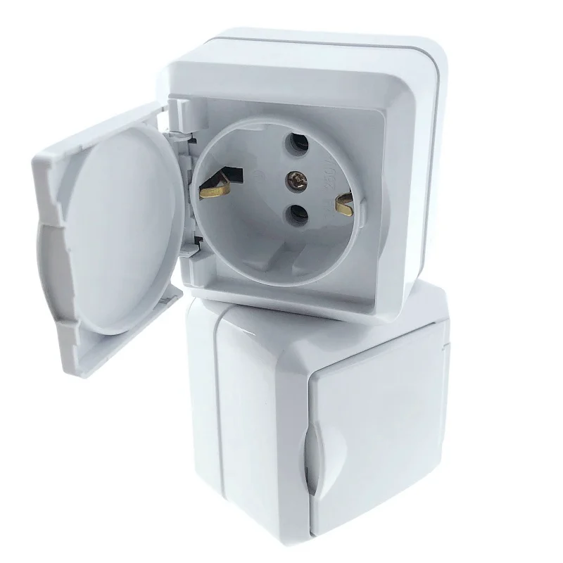 Toma de pared impermeable IP20 2P+E Toma de pared tipo superficie Toma de pared europea con conexión a tierra - imagen 4