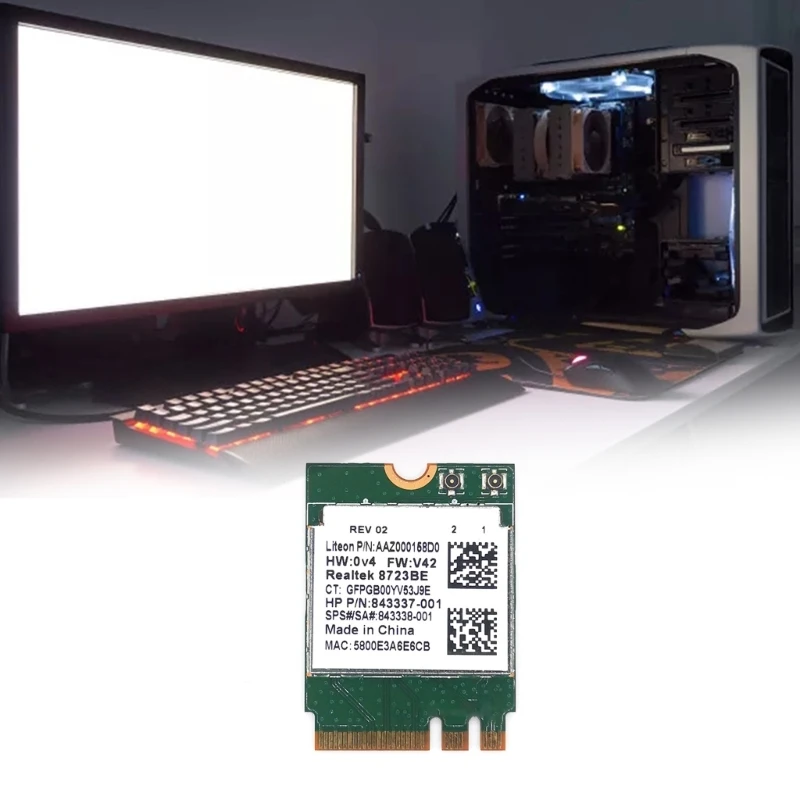 ForRealtek-adaptador inalámbrico RTL8723BE 802.11n, tarjeta WiFi, Bluetooth-compatible4.0, NGFF, SPS 843338-001, 300Mbps - imagen 2