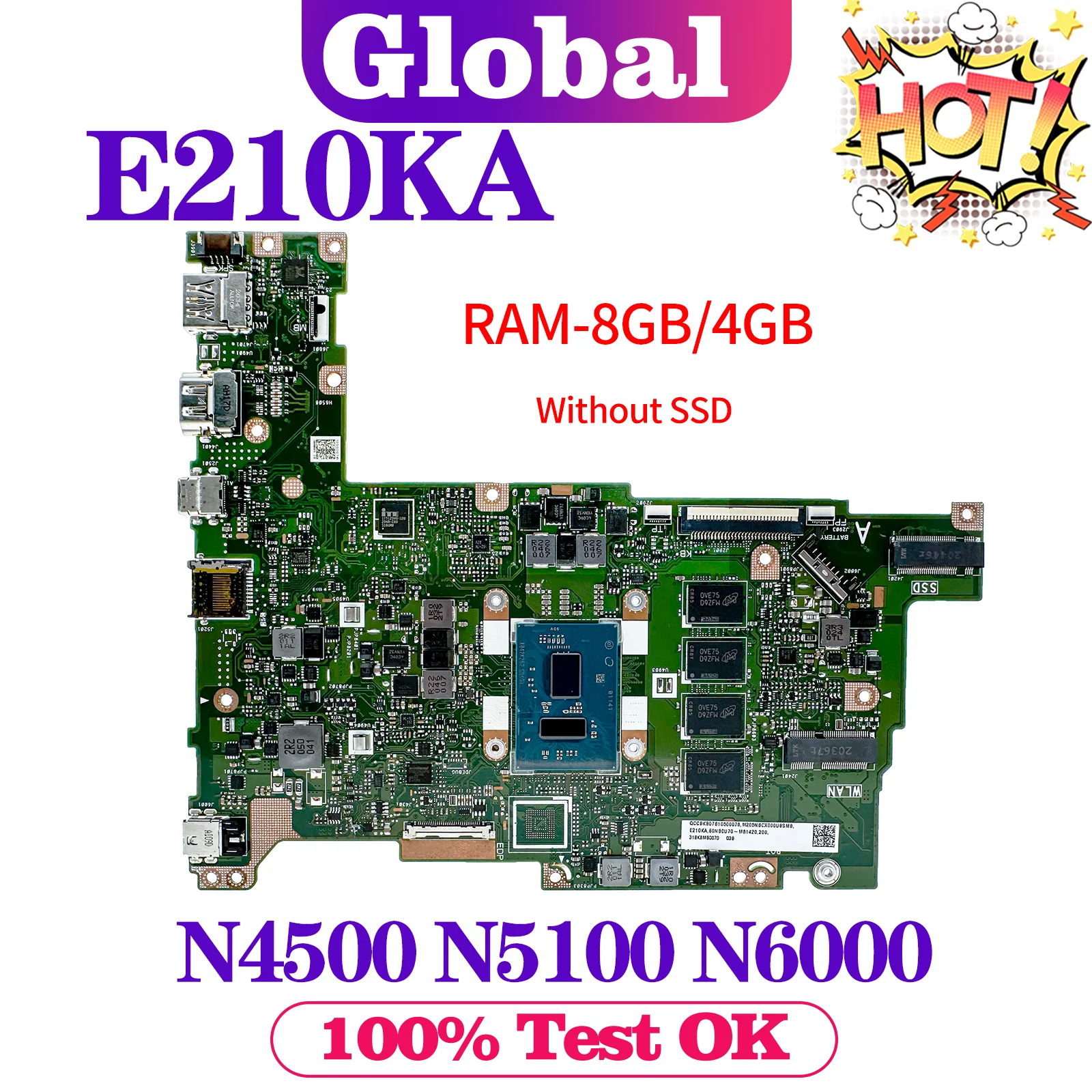 Placa base E210KA E210 para ASUS Vivobook Go 12 L210KA L210K E210K placa base para ordenador portátil N4500 N5100 N6000 - imagen 2