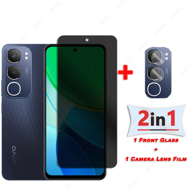 Protector de pantalla de privacidad para vivo Y19s Pro, Protector de lente de cámara de vidrio antiespía para vivo Y19s Pro - imagen 2