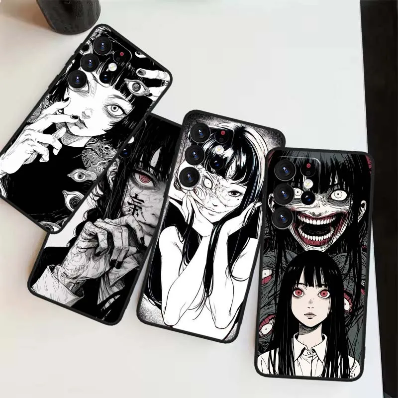Funda de terror Junji Ito para Samsung Galaxy Note 20 10 9 8 A24 A34 M13 M31 M32 M52 M62 Ultra Lite funda de teléfono negra