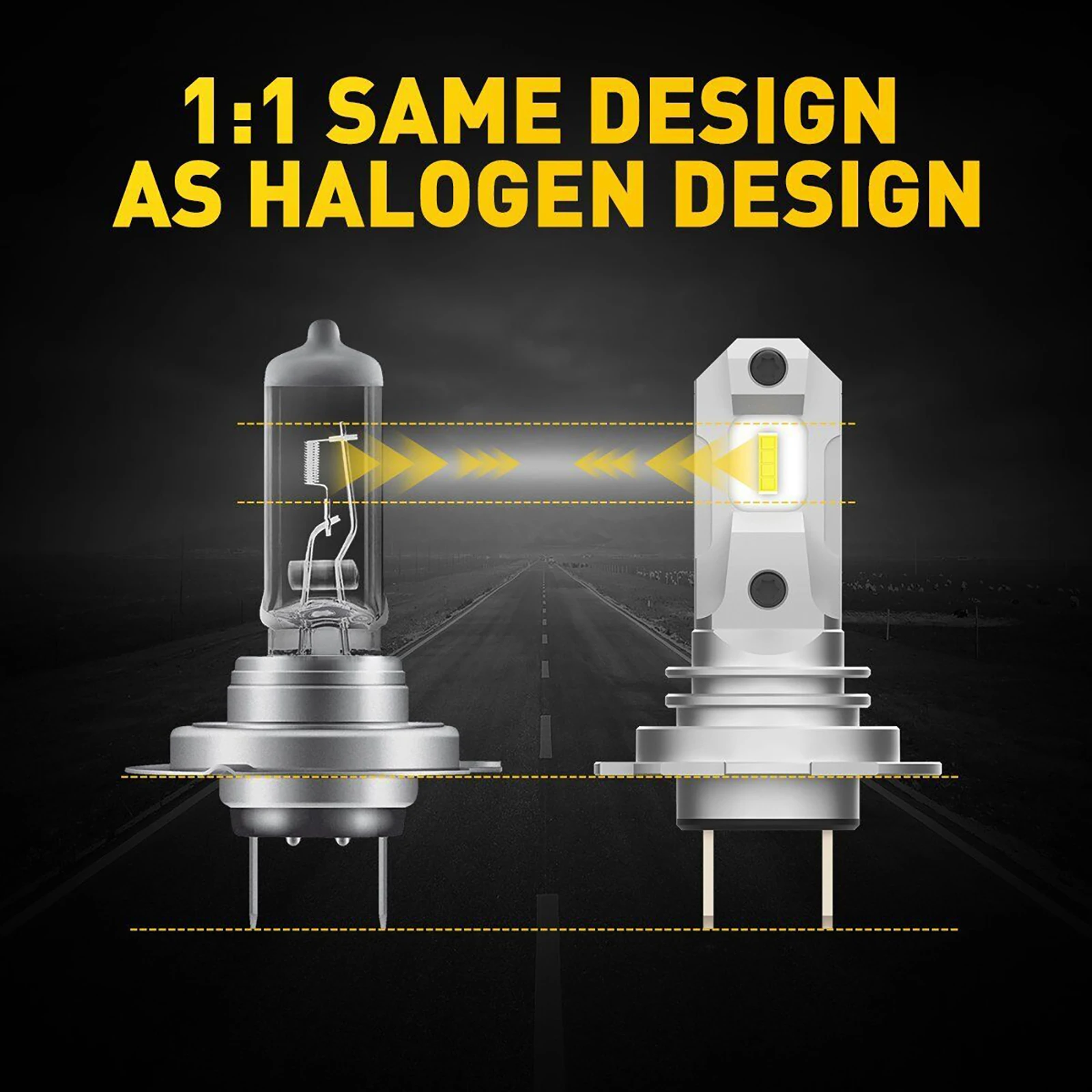 Bombilla LED H7 para faros delanteros de coche, minibombilla inalámbrica de 40W, 4000LM, 6500K, color blanco, 2 piezas - imagen 4