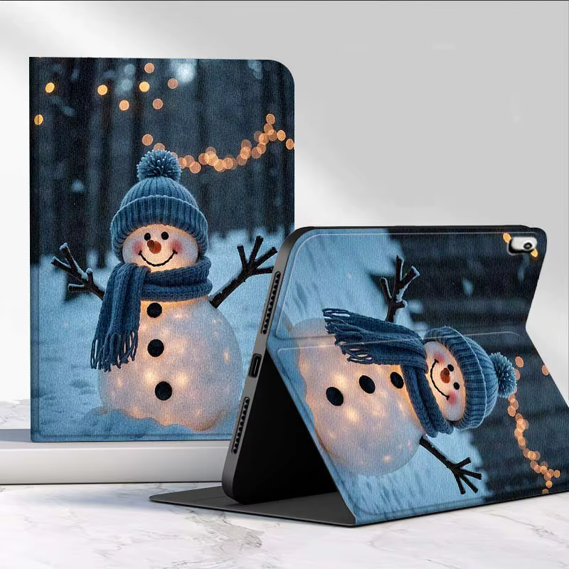 Funda de regalo de copo de nieve de muñeco de nieve de invierno para iPad Pro Mini 1 2 3 4 5 6 7 7ta generación 12,9 10,5 13 11 7,9 8,3 M4 pulgadas funda para tableta - imagen 2