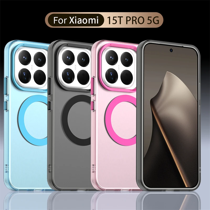 Funda magnética de carga inalámbrica para Xiaomi 15T Pro, funda protectora de silicona esmerilada de lujo para Xiaomi 15T Pro