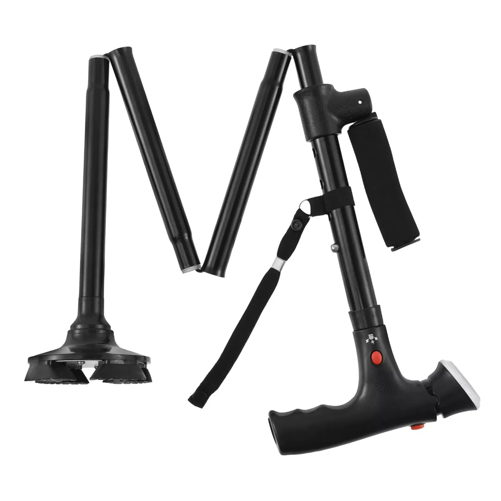 Bastón plegable telescópico para personas mayores, bastón LED para caminar, varillas encantadoras, muletas para personas mayores para madres, padres mayores con alarma - imagen 3