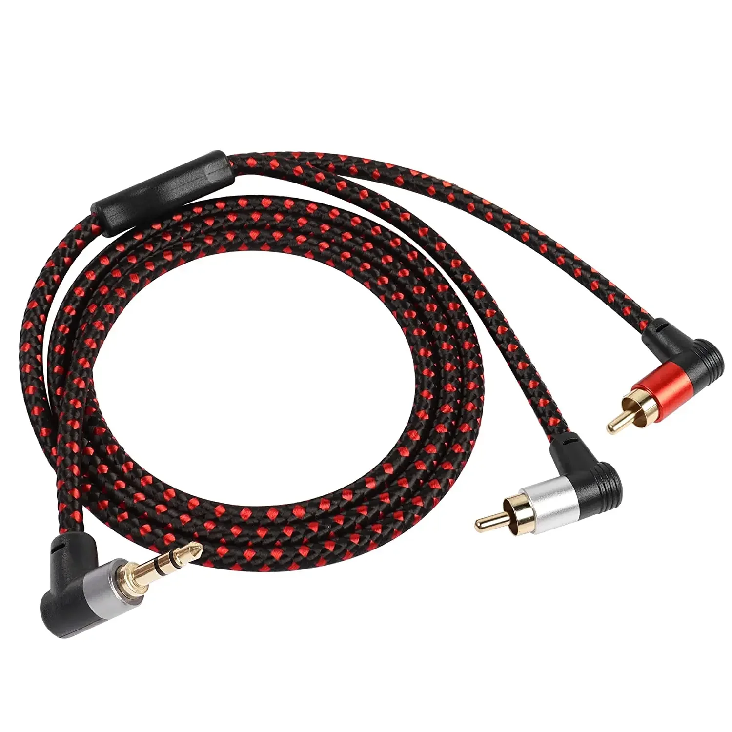 Cable RCA doble de 90 grados, ángulo recto, 1/8 a TRS, 3,5mm macho a 2RCA macho, adaptador divisor en Y estéreo para teléfono, MP3, altavoz de PC - imagen 2