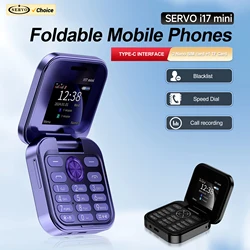 SERVO i17 MINI teléfono móvil plegable 2 tarjeta SIM marcación rápida Magic Vioce Radio FM linterna 2G GSM pequeño botón cuadrado teléfonos móviles