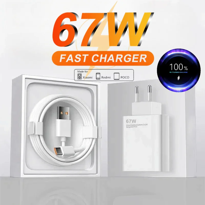 Cargador USB rápido de 67W, Cable tipo C 6A para Xiaomi 11 12 Lite 13T Redmi Note 10S 11T 12T 13 Pro POCO F4 F5 X4 X5, Cable de carga Turbo