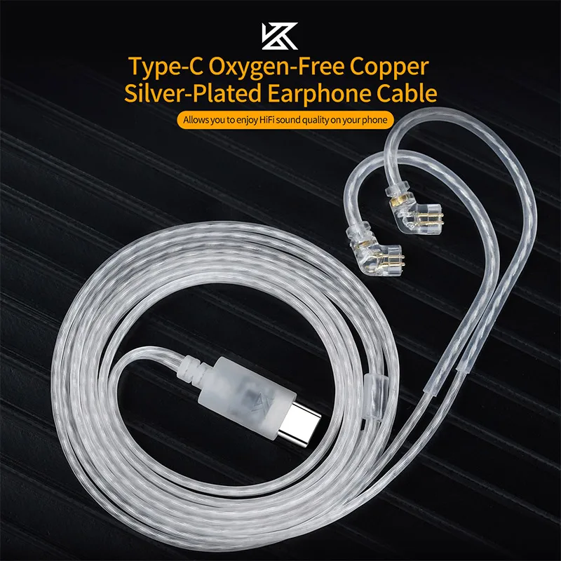 Cable de auriculares KZ tipo c Cables de 2 pines OFC Cable de actualización Chapado en plata flujo único 14 hebras Ues para EDXPRO ZS10PRO2 PRX - imagen 2