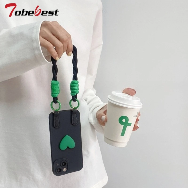 Funda de silicona con correa para muñeca y cordón de mano para iPhone 17 Air 16 16e 15 14 Plus 13 12 11 Pro XS Max XR X 8 7 Plus, funda trasera suave - imagen 2