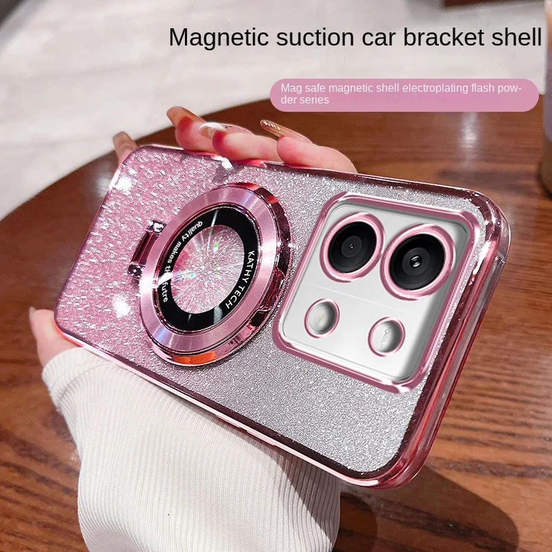 Funda trasera protectora magnética para Xiaomi Redmi Note 13, 12, 11, 10, 9, 8 Pro, anillo brillante