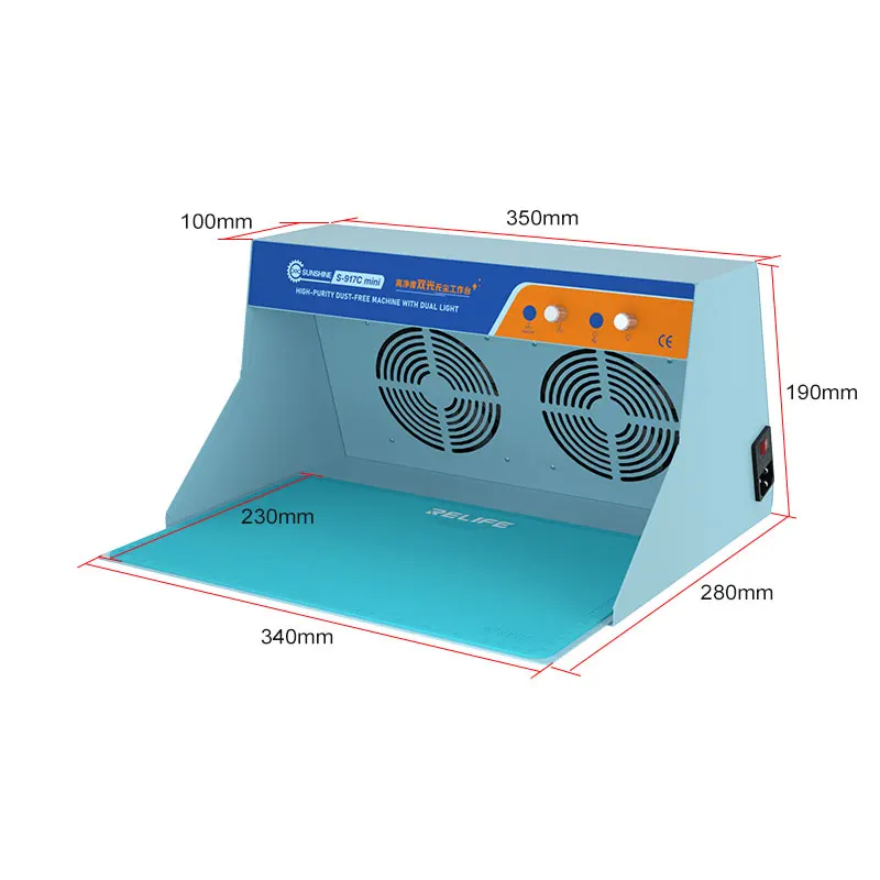 Máquina de eliminación de polvo de doble luz para teléfono, tableta, portátil, SUNSHINE S-917C, Mini banco de trabajo con pantalla de arañazos sin polvo de alta pureza - imagen 3