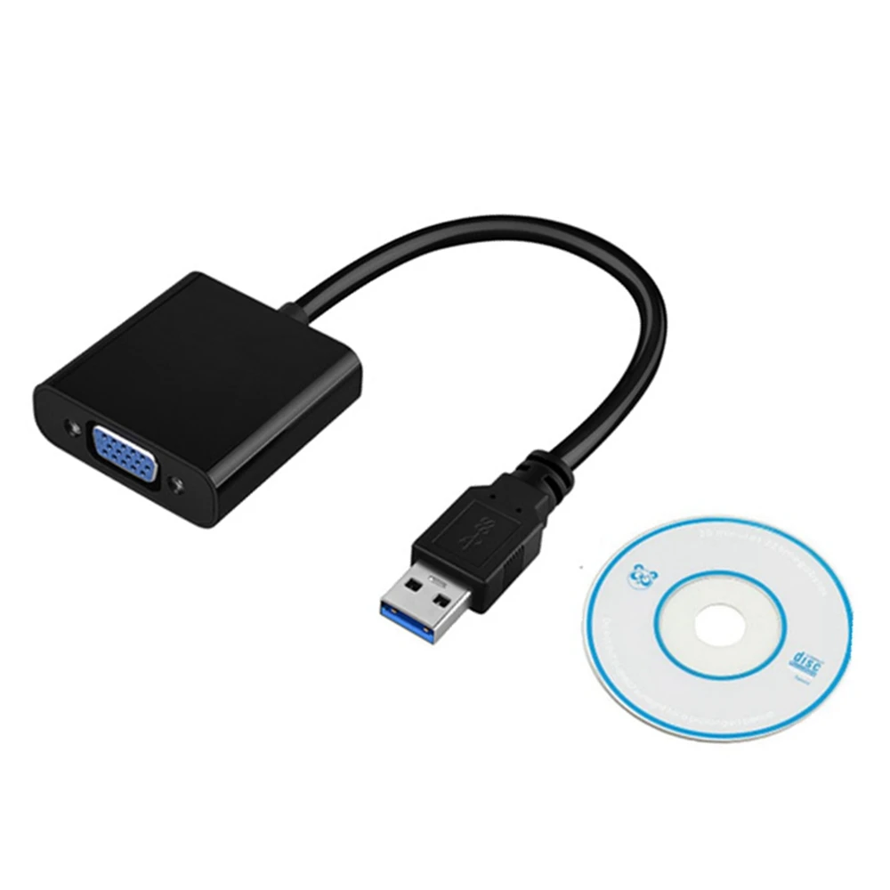 Convertidor USB a VGA, cable de conversión de proyector, interfaz USB3.0 a VGA, expansión de tarjeta gráfica externa, pantalla de visualización, cabina de datos - imagen 3