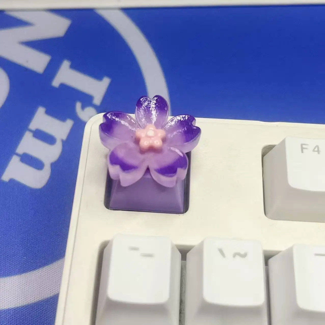 DIY transparente flor púrpura rosa Keycap eje Universal Gaming Teclado mecánico reemplazo Keycap R4 altura ESC Key