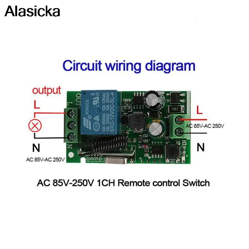 Interruptor de Control remoto inalámbrico Universal, módulo receptor de relé para Motor de puerta de garaje, 433Mhz, CA 250V, 110V, 220V, 1 canal - imagen 3