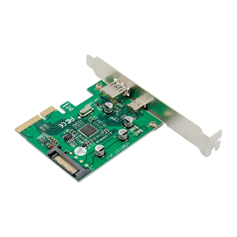 Agregar tarjeta PCIE TypeC A 2.4A Riser súper alta velocidad puerto dual USB 3,1 tarjeta de expansión Chip Asmedia ASM1142 controlador convertidor - imagen 3