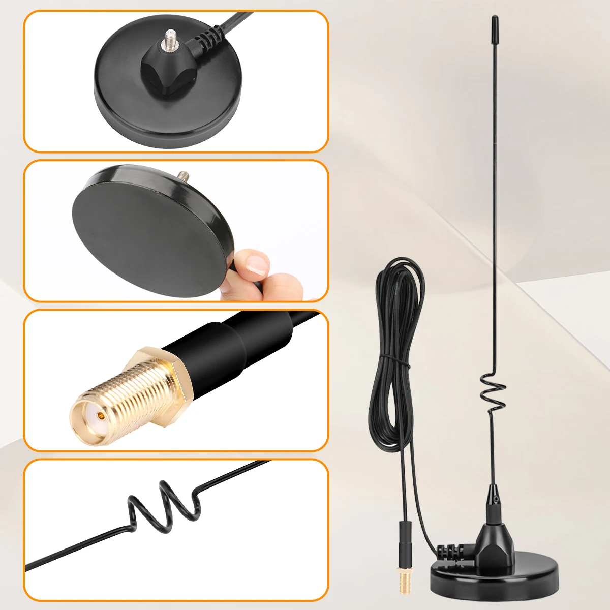 ABBREE AD-109 antena de Radio móvil magnética VHF UHF SMA-hembra para BAOFENG UV-5RH UV-32 BF-888S Quansheng K6 Walkie Talkie PL259 - imagen 5