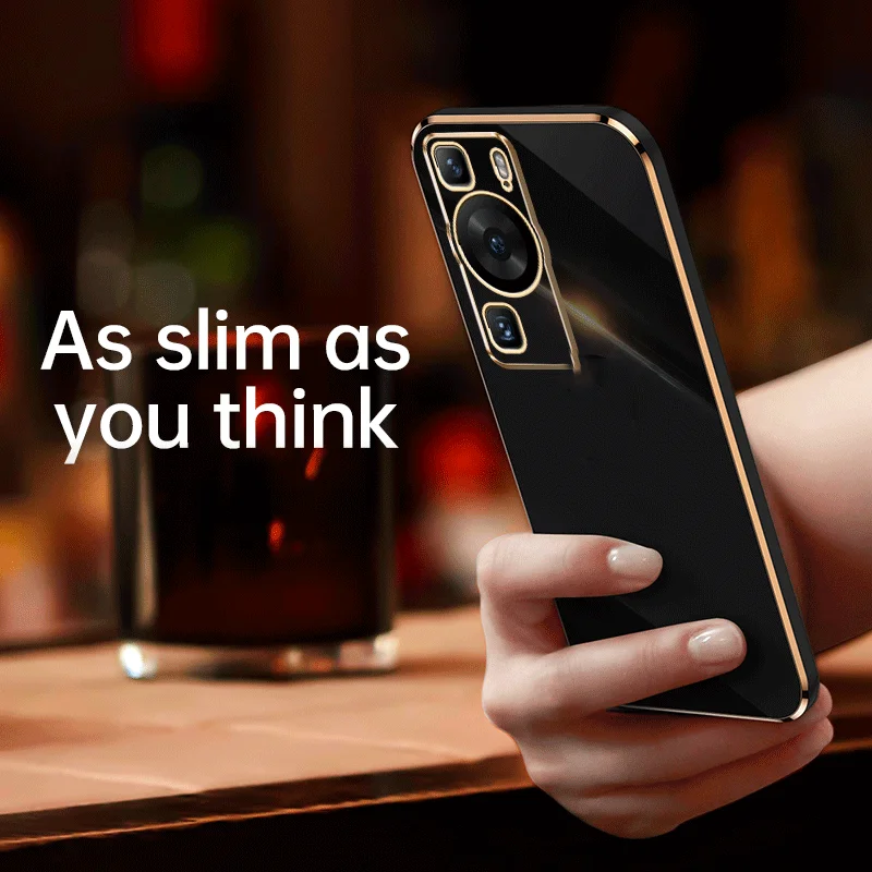 Funda de teléfono con revestimiento cuadrado de lujo para Huawei P60 Pro P60Pro P60, funda trasera de silicona suave a prueba de golpes - imagen 4