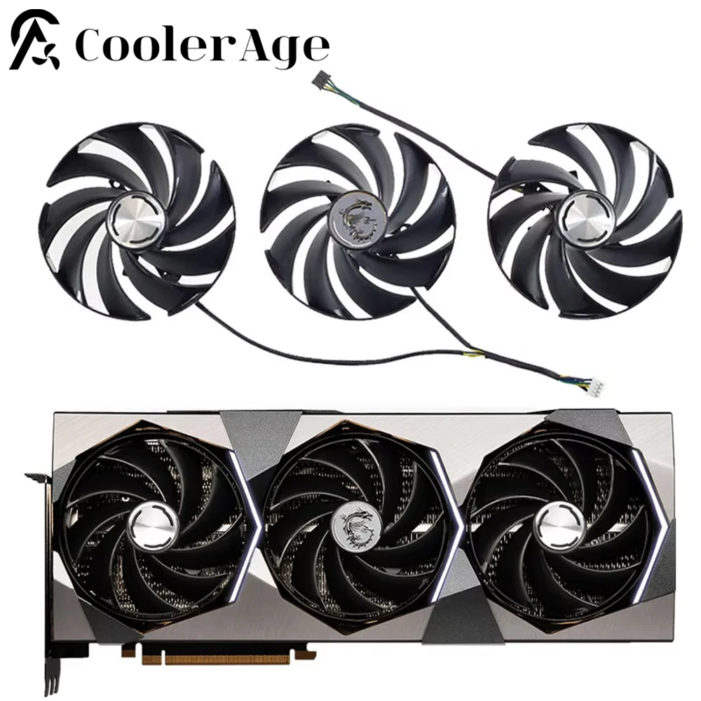 Para MSI GeForce RTX 4070 Ti 4080 4090 SUPRIM X ventilador de tarjeta de vídeo 95MM PLD10020B12H RTX4070Ti RTX4080 RTX4090 ventilador de tarjeta gráfica
