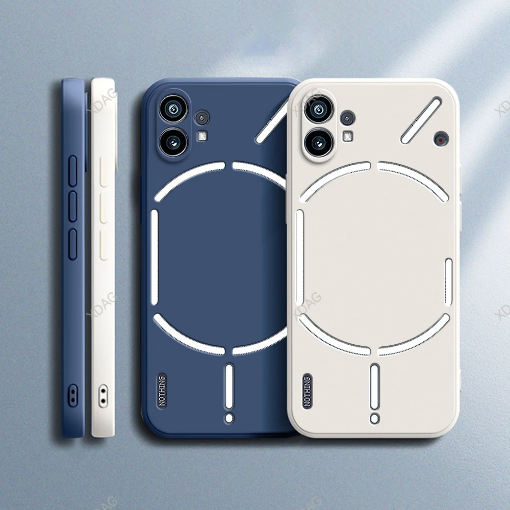 Lens Protection Phone Case for Nothing Phone (1) One 1 6.55" A063 Soft Plain Liquid Silicone Straight Edge Back Cover Candy Bags - imagen 2