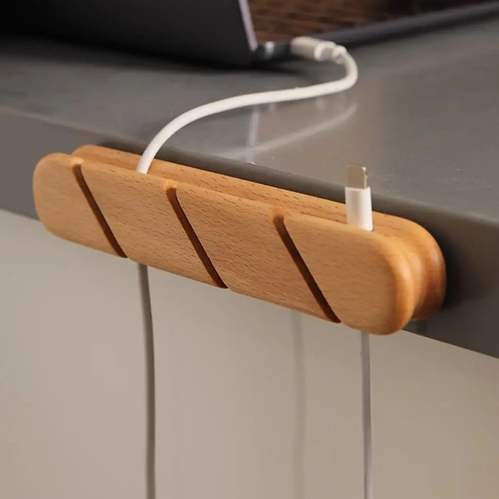Organizador de cables de concentrador de madera maciza, Cable de carga, Cable de datos para auriculares y Cable de fijación de Hardware, hebilla con ranura, tarjeta de fijación Sor M5K5