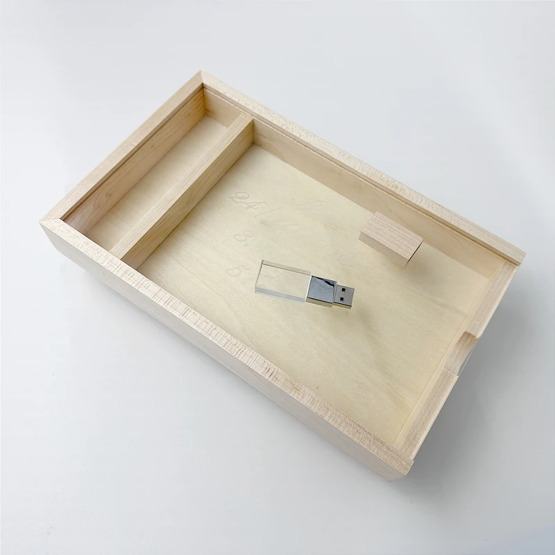 Caja de álbum de arce acrílico con logotipo grabado láser personalizado gratis (25*15,5 cm) + unidad Flash de alta velocidad USB3.0 de cristal 16GB 32GB 64GB 128GB