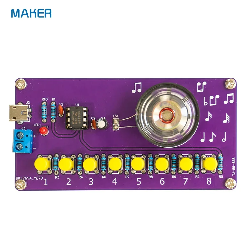 Kit de Piano Electrónico NE555, 8 pasos, nota Musical divertida, placa de circuito de práctica de soldadura DIY, piezas sueltas