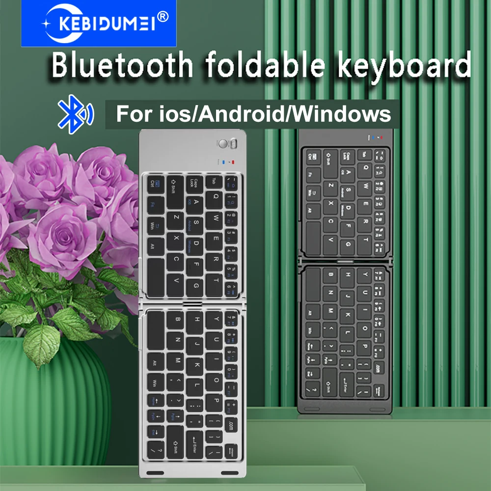 Teclado Bluetooth Mini teclado plegable teclado recargable teclado inalámbrico silencioso teclado portátil para Windows Android IOS