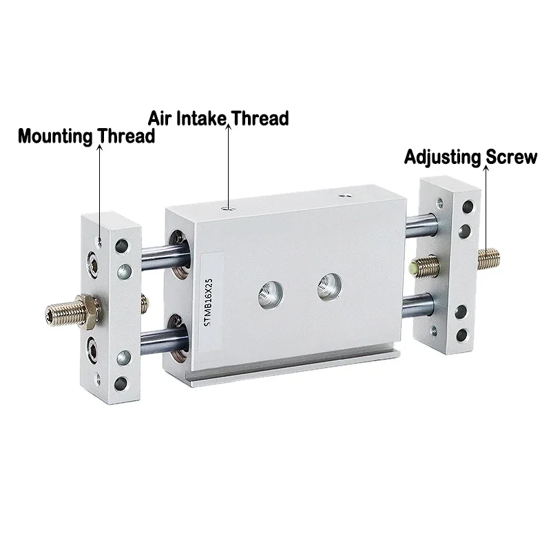 STMB vástago de pistón doble cilindro de gas de aire comprimido diámetro 10 16 20 25mm carrera ajustable diapositiva doble eje cilindro de doble varilla - imagen 3