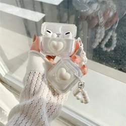 Funda para AirPods Pro 2 con diseño de corazón y perlas
