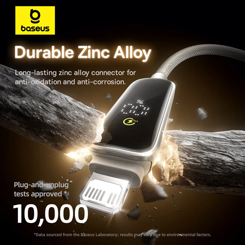 Cable Baseus USB C de 20W para iPhone 14, 13, 12 Pro Max Plus, Cable de carga rápida con pantalla Digital para iPad Pro Mini Cable de datos - imagen 5