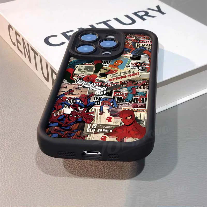 Funda Marvel Spider Man Deadpool para iPhone 16 15 14 13 12 11 Pro Max XS X XR 8 7 6S Plus SE 2020 chapado en silicona a prueba de golpes - imagen 4