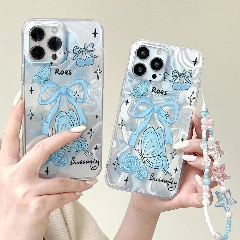Funda con lazo y mariposa con forma de corazón para OPPO A78 A58 A17 A15 A35 A74 A95 A76 A96 A94 F19 Pro A54S A16 A53 A33 A12 A7 A5 A9 - imagen 3