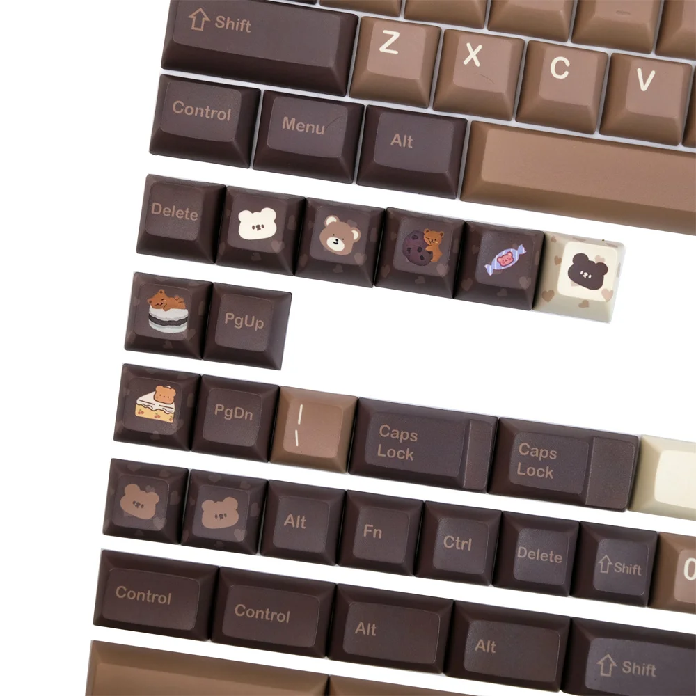 Teclas PBT Little Bear, 140 teclas, perfil KCA, subcama de tinte, entrada ISO, teclas personalizadas para teclado mecánico para jugar con interruptor cruzado - imagen 2