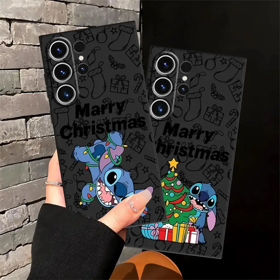 Funda de teléfono suave negra para Samsung Galaxy S23 Ultra S21 FE S24 Plus S20 S25 Edge Stitch dibujos animados de Navidad - imagen 4