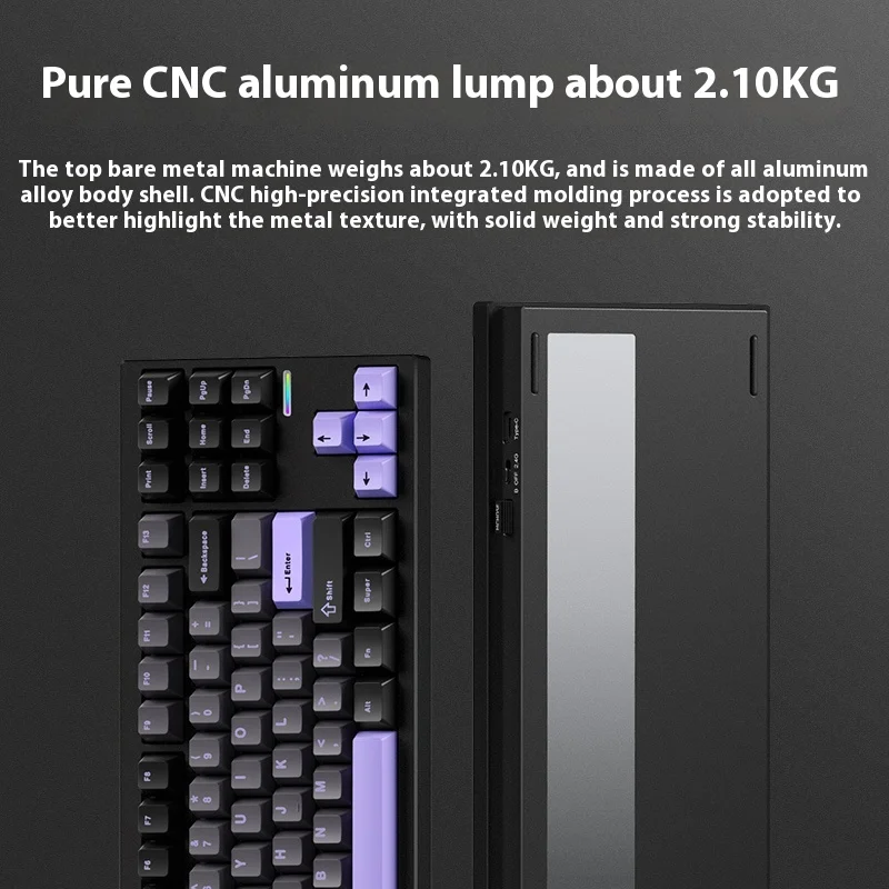 MCHOSE GX87 Teclado mecánico inalámbrico personalizado CNC aluminio intercambio en caliente 8000mah junta interruptor HIFI dinámico RGB 2,1 KG BT 2,4G - imagen 5